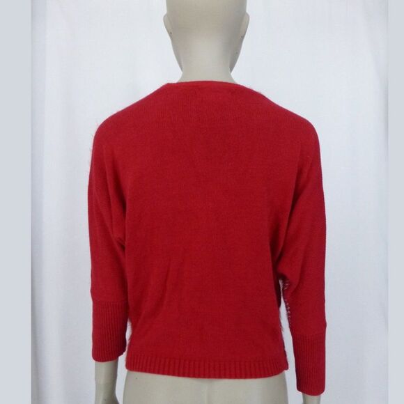 Jennifer Lopez Red and Metalic Silver Fuzzy Sweater - Picture 4 of 10